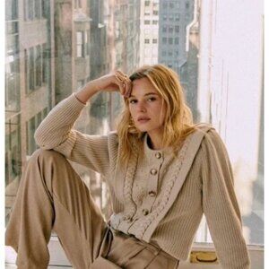 NWT Sezane Rebecca cardigan beige SZS bust 32